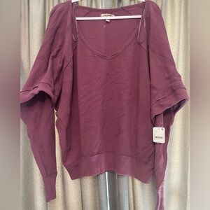 NWT Free People We the Free Santa Clara Thermal Top Mulberry